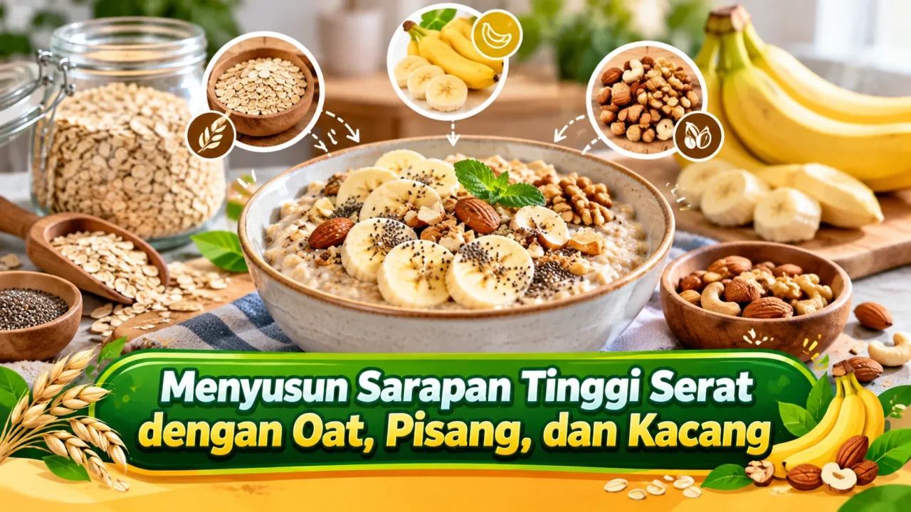 Menyusun Sarapan Tinggi Serat dengan Oat, Pisang, dan Kacang